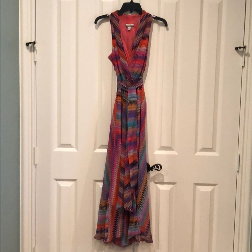 Boston Proper Resort Halter Sundress in Red and Purple